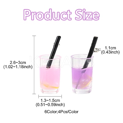 24Pcs 6 Colors Plastic Imitation Drink Pendants CRES-FS0001-27-1