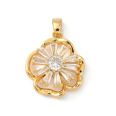 Rotatable Brass Micro Pave Clear Cubic Zirconia Pendants KK-F905-23G-04-1