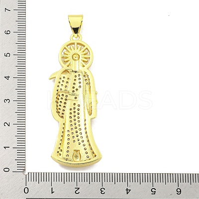 Rack Plating Brass Micro Pave Clear Cubic Zirconia Pendants KK-B091-30G-01-1