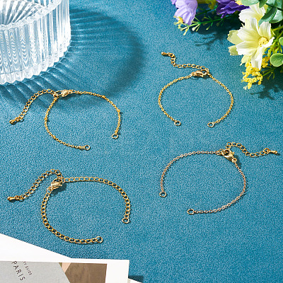 8Pcs 4 Styles Brass Chain Bracelets Making AJEW-TAC00067-1