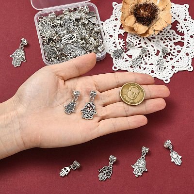 60Pcs 10 Colors Alloy European Dangle Charms PALLOY-CJ00187-1