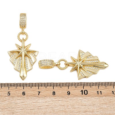 Brass Micro Pave Clear Cubic Zirconia Star Pendants KK-C132-29G-1