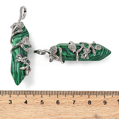 Synthetic Malachite Double Terminal Pointed Pendants G-C144-03P-09-1