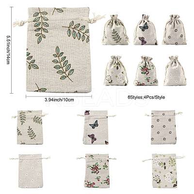 24Pcs 6 Colors Polycotton(Polyester Cotton) Packing Pouches Drawstring Bags ABAG-FS0001-12-1