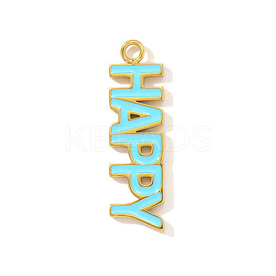 Word HAPPY Charms 304 Stainless Steel Enamel Pendants STAS-OY004-19G-1