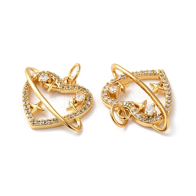 Rack Plating Brass Micro Pave Clear Cubic Zirconia Pendsnts KK-D074-26G-1