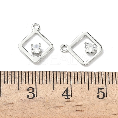 Brass Micro Pave Cubic Zirconia Rhombus Charms KK-Z136-01P-1