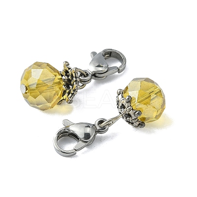 Electroplate Faceted Glass Pendants HJEW-TAC0004-06-1