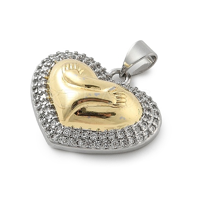 Brass Micro Pave Cubic Zirconia Pendants KK-C091-02A-PG-1