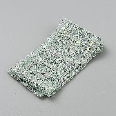 Polyester Flower Lace Ribbons with Paillettes OCOR-WH20048-04A-1