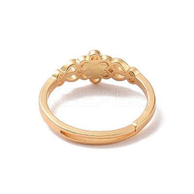 Brass Sakura Flower Adjustable Ring for Women RJEW-P034-03G-1