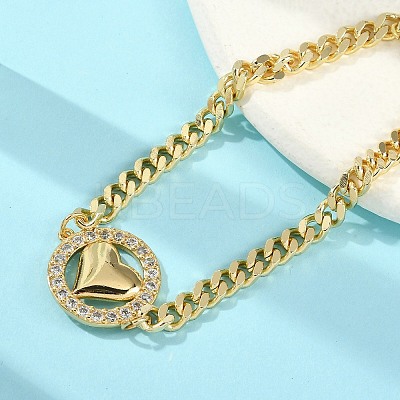 Brass Micro Pave Clear Cubic Zirconia Link Bracelets BJEW-M050-03G-02-1