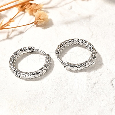 Non-Tarnish 304 Stainless Steel Grooved Hoop Earrings EJEW-M218-01B-P-1