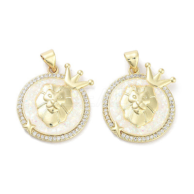 Brass Micro Pave Clear Cubic Zirconia Pendants KK-L213-010G-09-1