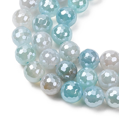 Electroplated Natural Agate Beads Strands G-B191-A07-10mm-14-1
