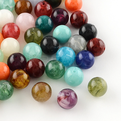 Round Imitation Gemstone Acrylic Beads X-OACR-R029-6mm-M-1