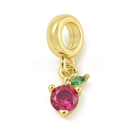 Rack Plating Brass Micro Pave Clear Cubic Zirconia European Dangle Pendants KK-Z067-32G-1