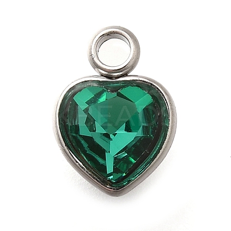 304 Stainless Steel with Rhinestone Pendants STAS-Q346-01P-08-1