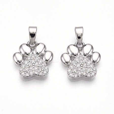 Brass Micro Pave Cubic Zirconia Pendants KK-T070-85P-1
