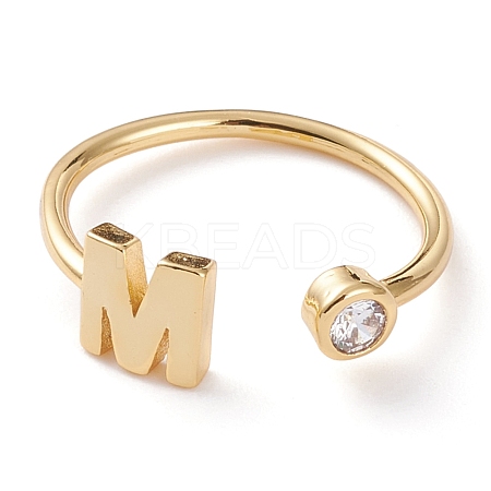 Brass Micro Pave Clear Cubic Zirconia Cuff Rings RJEW-Z005-M-G-1
