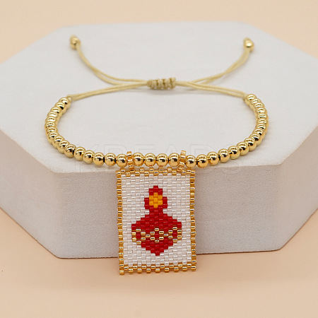 Handmade Glass Seed Bead Charm Bracelets PX3298-8-1