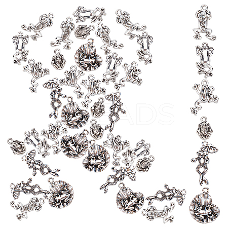 108Pcs 6 Style Tibetan Style Alloy Frog Charms TIBEP-SC0001-90-1
