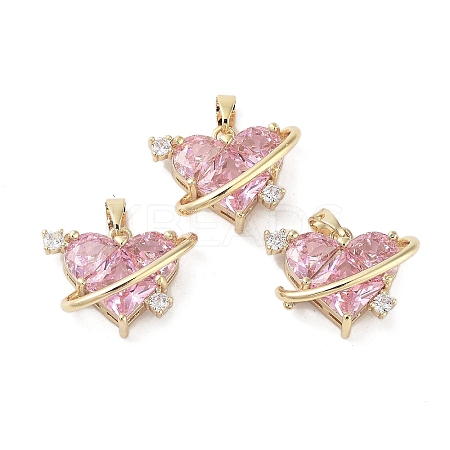 Valentine's Day Heart Charms Rack Plating Brass Micro Pave Pearl Pink Cubic Zirconia Charms KK-G482-14G-1