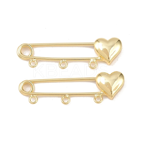 Heart Brass Brooch Findings LS-KK-Z132-01G-01-1