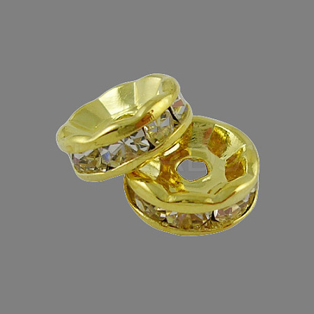 Brass Rhinestone Spacer Beads X-RB-A014-Z6mm-01G-1