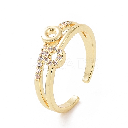 Clear Cubic Zirconia Circle Ring Open Cuff Ring RJEW-E072-19G-1