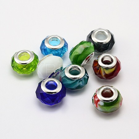 Faceted Glass Large Hole Rondelle European Beads GPDL-L002-01-1