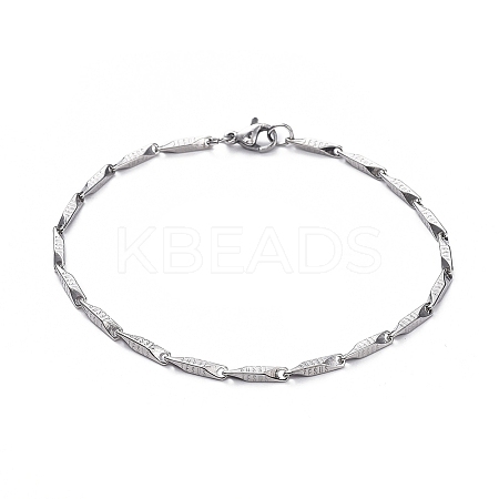 Unisex 304 Stainless Steel Bar Link Chain Bracelets BJEW-L637-38A-P-1