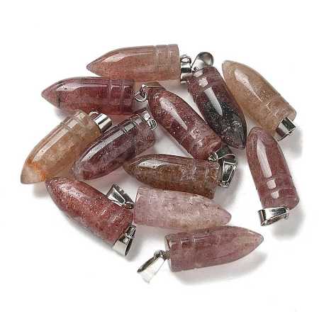 Natural Strawberry Quartz Pointed Pendants G-B127-18P-03-1