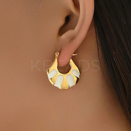 Fashionable Delicate Simple Color Block Fan-shaped 201 Stainless Steel Hoop Earrings for Women LW7077-4-1