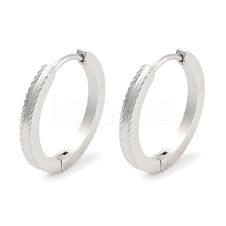 Tarnish Resistant 304 Stainless Steel Textured Huggie Hoop Earrings for Women EJEW-C096-35C-1