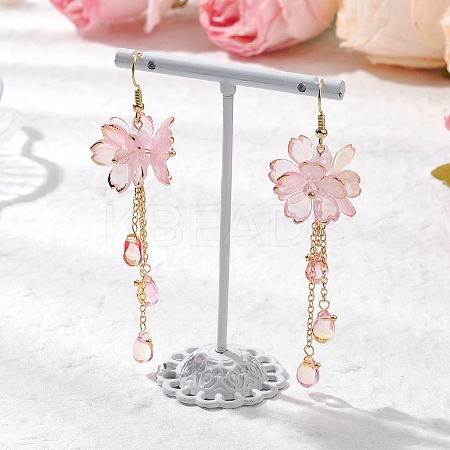 Flower Dangle Earrings EJEW-TA00636-01-1