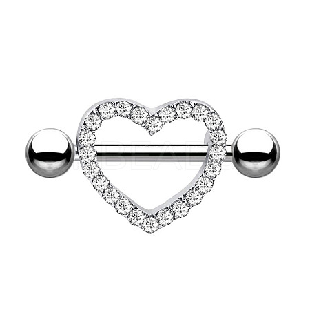 Stainless Steel Micro Pave Cubic Zirconia Nipple Rings WG80671-06-1