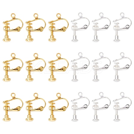 20Pcs 2 Colors Racking Plated Brass Clip-on Earring Findings KK-CJ0002-11-1