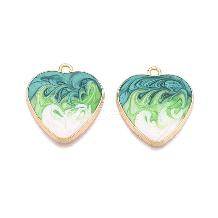 Rack Plating Alloy Enamel Pendants ENAM-N056-366KCG-02-1