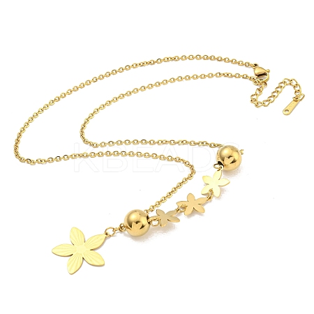 Ion Plating(IP) 201 Stainless Steel Flower Pendant Necklaces NJEW-K270-11G-1