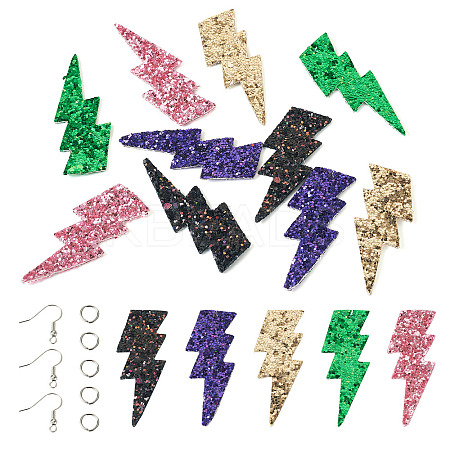10Pcs 5 Colors Imitation Leather Lightning Bolt Dangle Earring Making Kits EJEW-TA0001-43-1