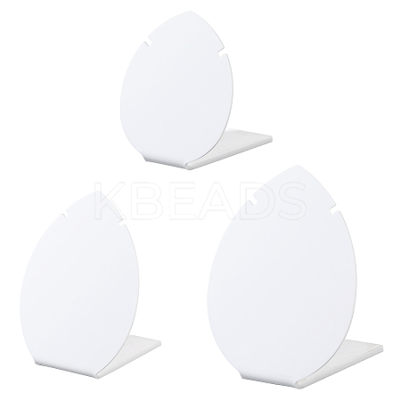 3Pcs 3 Sizes Leaf Shaped Acrylic Slant Back Jewelry Single Pendant Necklace Display Stands ODIS-SC0001-06-1