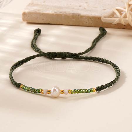 Bohemian Style Imitation Pearl & Glass Seed Bead Braided Bracelets XS0693-6-1