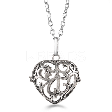 Platinum Brass Cage Pendant Necklaces PW-WG37135-37-1