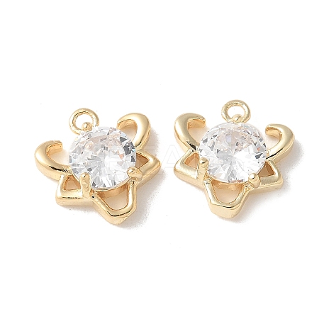 Brass Micro Pave Clear Cubic Zirconia Pendants KK-Q031-15G-1