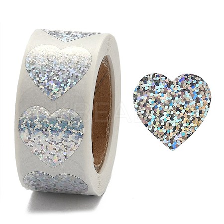 Heart Shaped Laser Stickers Roll LS-DIY-K027-G01-1