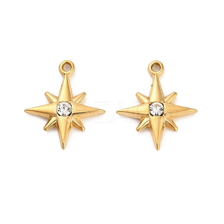 304 Stainless Steel Rhinestone Pendant STAS-U047-24G-1