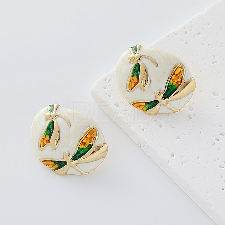 304 Stainless Steel Enamel Stud Earrings for Women FA1255-5-1