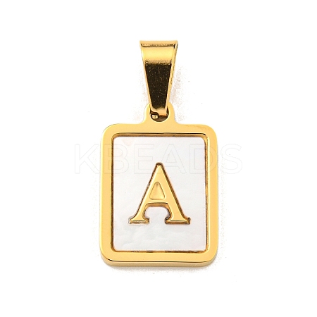PVD Vacuum Plating 304 Stainless Steel Pave Natural White Shell Pendants STAS-S130-03G-A-1