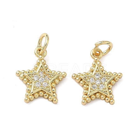 Brass Micro Pave Clear Cubic Zirconia Charms KK-F930-01G-1